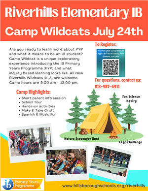 Colorful flyer with camp images
